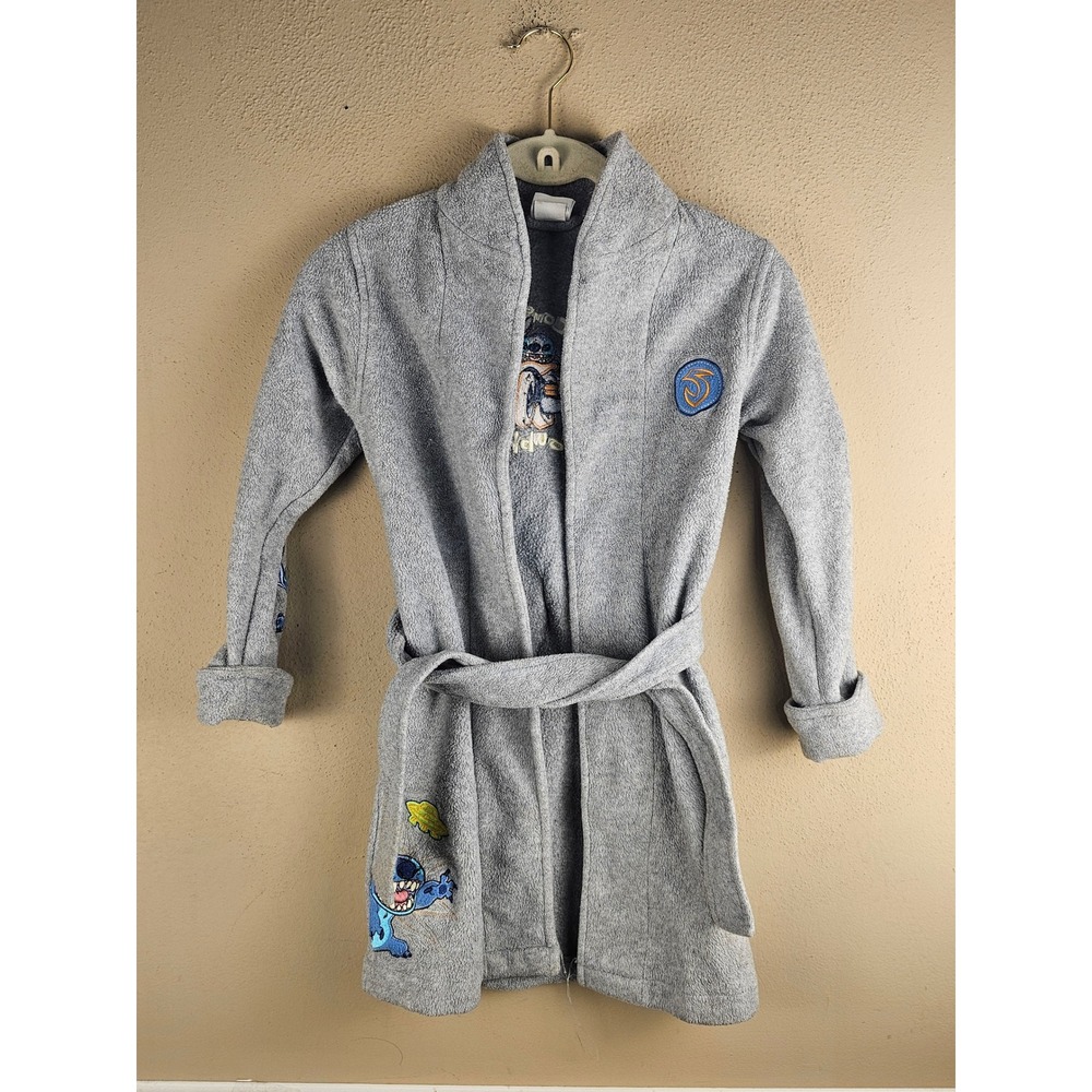 Disney Store Gray Lilo & Stitch Fleece Bathrobe Robe Girls 6 6X